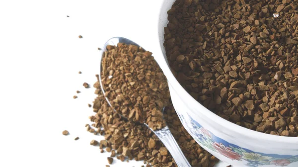 Fincan kahve granülleri kaşık kahve doğal enerji kahvaltı ile