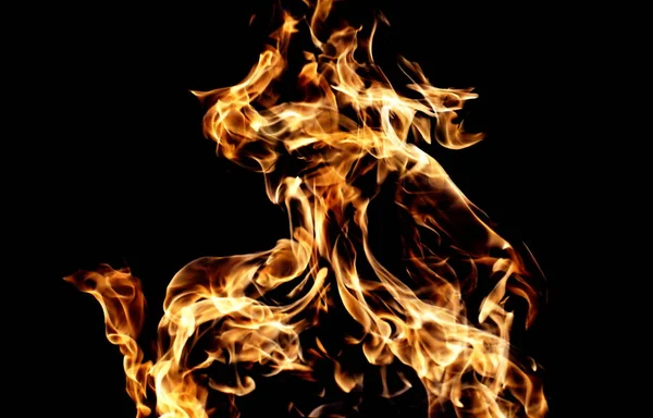 Abstract View Wild Flaming Fire Blaze Shape Woman Head Shoulder — Stock Photo, Image