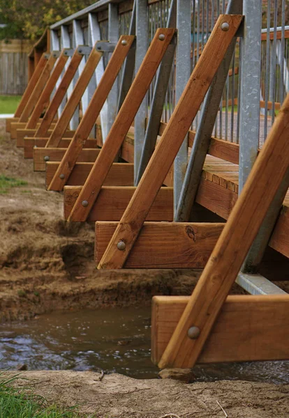 Vue Rapprochée Partie Extérieure Pont Bois — Photo