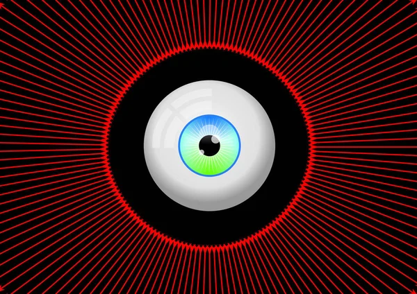 Blue Green Eye Ball Surrounded Red Lines — Stock Photo, Image