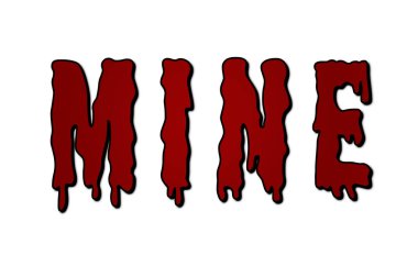 Benim yazılı olarak kanlı stil ve beyaz arka plan ile kırmızı renk