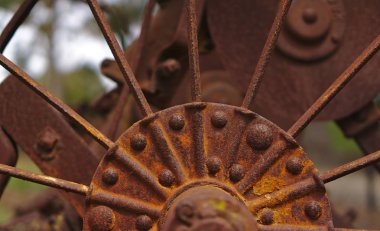 Bölüm görünümü eski çiftlik makineleri 19 yüzyıldan metal tekerlek terk