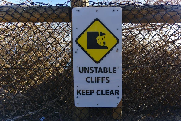 Unstable Cliffs Keep Clear Sign