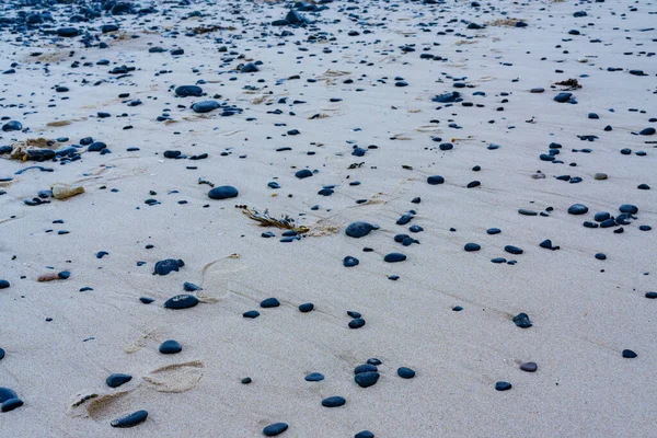 Pegada Aleatória Areia Praia — Fotografia de Stock