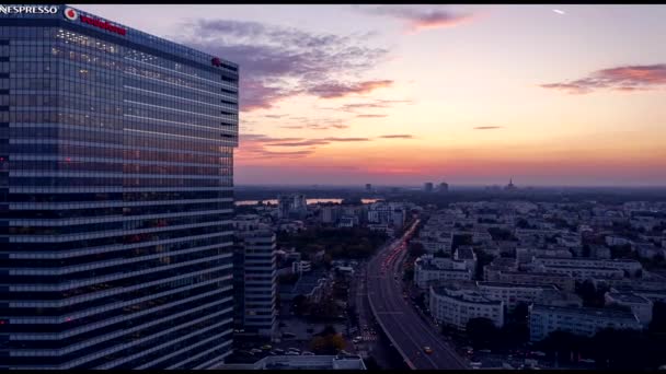 Bucarest Romania Ottobre 2018 Traffico Ufficio Corporativo Costruzione Globalworth Torre — Video Stock