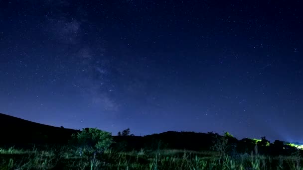 Láctea Estrelas Timelapse Sobre Fundo Montanha — Vídeo de Stock