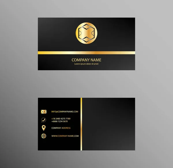 Conjunto Design Cartões Visita Cor Preta Dourada Design Elegante Cartão — Vetor de Stock
