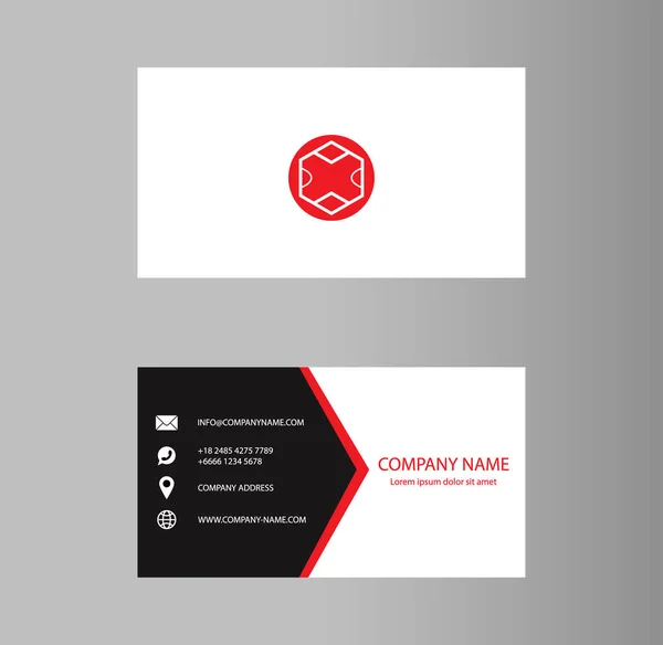 Δημιουργική Επαγγελματική Κάρτα Σχεδιασμό Κόκκινο Λογότυπο Κάρτα Επαφής Για Την — Διανυσματικό Αρχείο