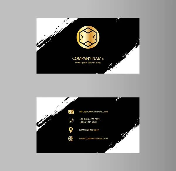 Δημιουργική Επαγγελματική Κάρτα Σχεδιασμό Χρυσό Λογότυπο Εμβλήματα Τυπογραφικής Μελάνης Πινελιάς — Διανυσματικό Αρχείο
