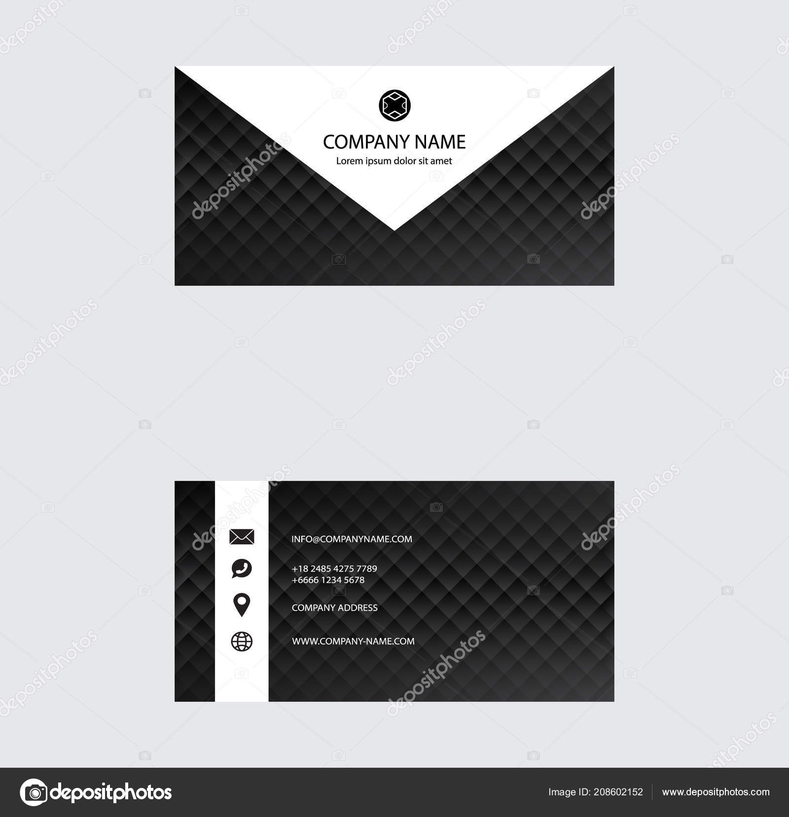 Set Business Card Design Black White Color Contact Card Company