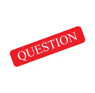 Kırmızı lastik damgası, metin işaret grunge etkisi, beyaz arka plan üzerinde vektör illüstrasyon izole soru