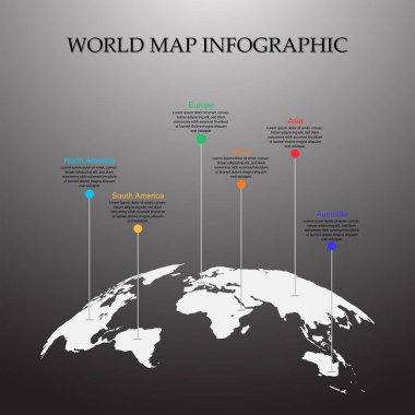 Dünya harita vektör, Infographic kavramı, dünya kavisli Web sitesi, faaliyet raporu, dünya harita illüstrasyon, vektör çizim için