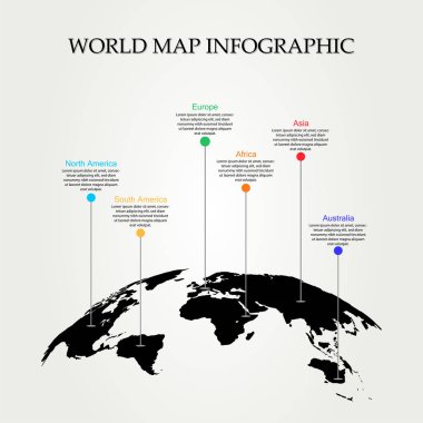 Dünya harita vektör, Infographic kavramı, düz Earth harita Web sitesi, faaliyet raporu, dünya harita illüstrasyon, vektör çizim için