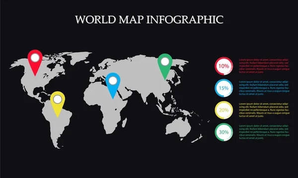 Weltkartenvektor Infografisches Konzept Flache Erdkarte Für Website Jahresbericht Weltkartenillustration Vektorillustration — Stockvektor