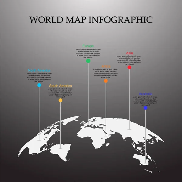 Hartă Mondială Vector Concept Infografic Lume Curbată Pentru Website Raport — Vector de stoc