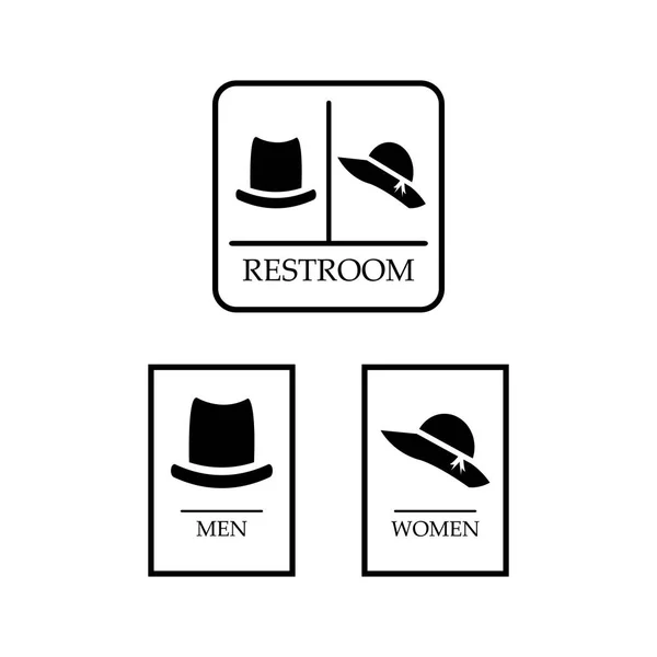 Set Simbolo Toilette Segno Toilette Cappello Gentiluomo Signore Isolato Illustrazione — Vettoriale Stock