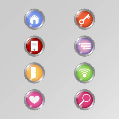 Uygulama simgesi ayarla, parlak düğme Tasarım Web sitesi, App, vektör çizim için