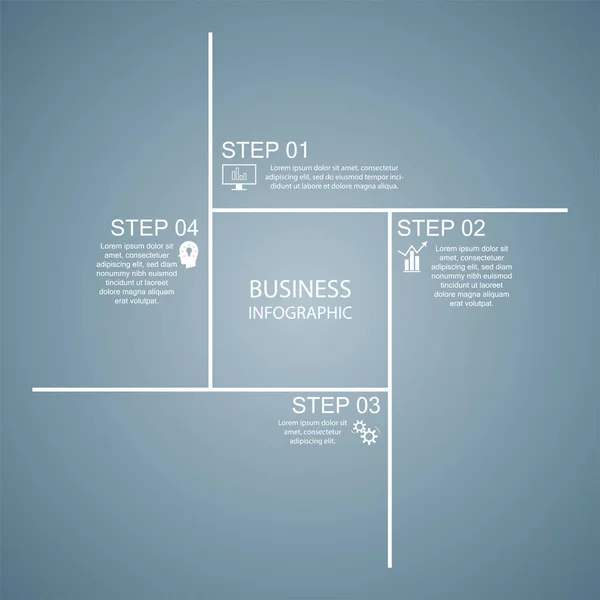 Business Infographics Square Diagram Process Design Marketing Presentation Section Banner — Stock Vector