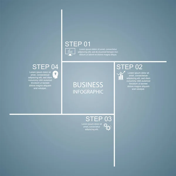 Geschäftsinfografiken Quadratisches Diagramm Prozessdesign Marketing Präsentation Sektionsbanner lizenzfreie Stockillustrationen