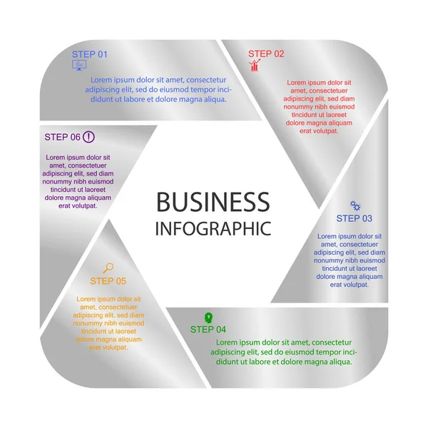 Geschäftsinfografiken Sechseckdiagramm Prozessdesign Marketing Präsentation Sektionsbanner lizenzfreie Stockillustrationen