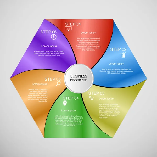 Business Infographics Geometría Diseño Hexágono Presentación Marketing Banner Sección Ilustración — Vector de stock