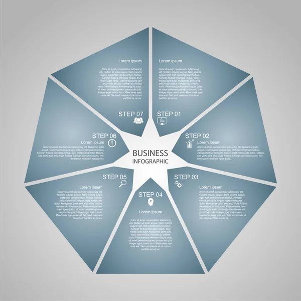 Business Infographics Geometry Heptagon Design Marketing Presentation Section Banner Vector — Stock Vector