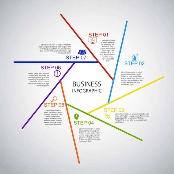 Infographie Affaires Géométrie Heptagon Design Présentation Marketing Bannière Section Illustration — Image vectorielle