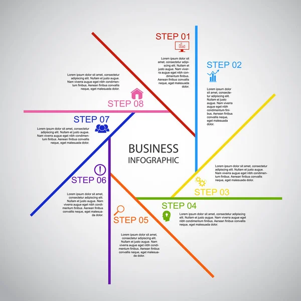 Infographie Affaires Géométrie Conception Octogonale Présentation Marketing Bannière Section Illustration — Image vectorielle