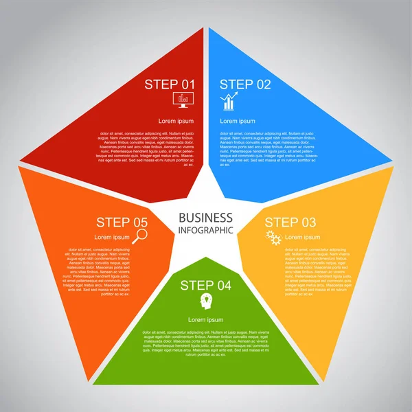 Business Infographics Geometry Pentagon Design Marketing Presentation Section Banner Vector — Stock Vector