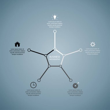 İş Infographics, geometri, Pentagon tasarım, pazarlama sunumu, Bölüm Banner