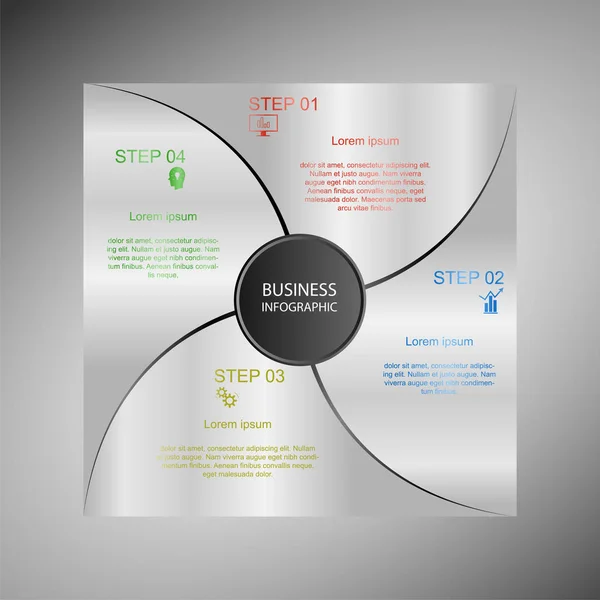 Infográficos Negócios Geometria Design Quadrado Apresentação Marketing Banner Seção —  Vetores de Stock