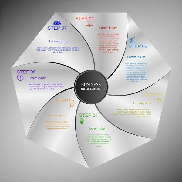 Geschäftsinfografik Geometrie Heptagon Design Marketing Präsentation Sektionsbanner — Stockvektor