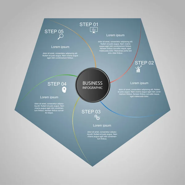 Geschäftsinfografik Geometrie Fünfeck Design Marketing Präsentation Sektionsbanner — Stockvektor