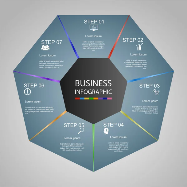 Business Infographics Geometry Heptagon Design Marketing Presentation Section Banner Vector — Stock Vector