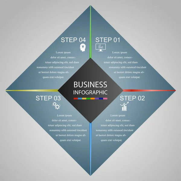 Business Infographics Geometría Diseño Cuadrado Presentación Marketing Banner Sección Ilustración — Vector de stock