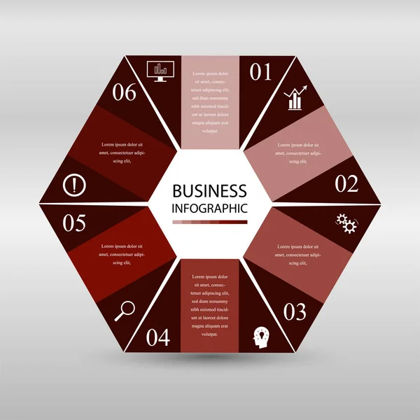 Business Infographics Geometría Diseño Hexágono Presentación Marketing Banner Sección Ilustración — Vector de stock