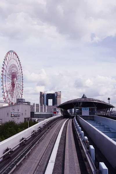 Tokio Japonsko Sept 2018 Aomi Stanice Scenérie Vlaku Cestuje Zvýšené — Stock fotografie