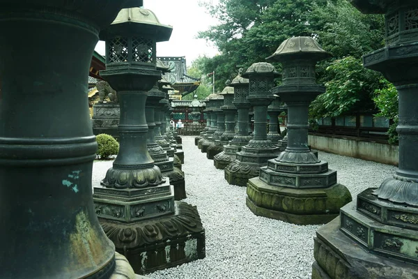 Vecchie Lanterne Pietra Sacrario Shintoism Giappone Tokio — Foto Stock