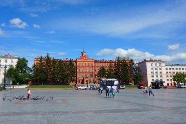 Khabarovsk / Rusya - 02 Eylül 2018: Lenin Meydanı. Rusya'nın ikinci büyük meydanım                           