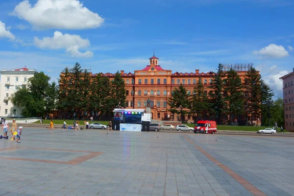Khabarovsk Rusia Septiembre 2018 Plaza Lenin Segunda Plaza Más Grande —  Fotos de Stock