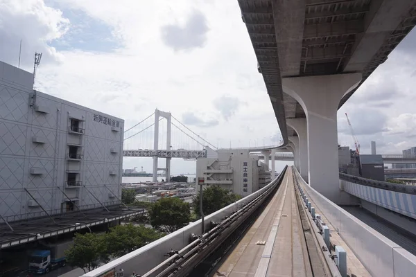 Tokyo Japan Sept 2018 Scenery Ett Tåg Resor Förhöjd Järnväg — Stockfoto