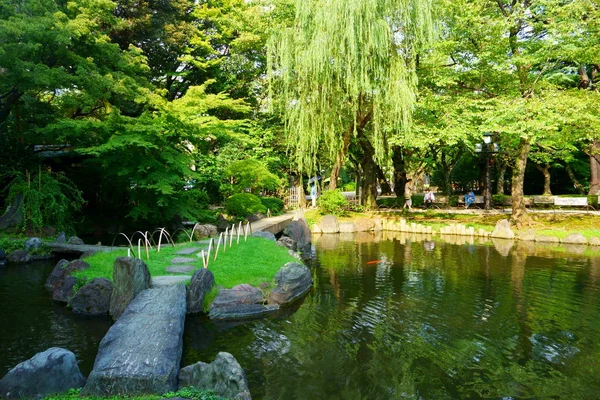 Pond in the Japanese garden. City park. Yasukuni Shrine — Stock Photo, Image