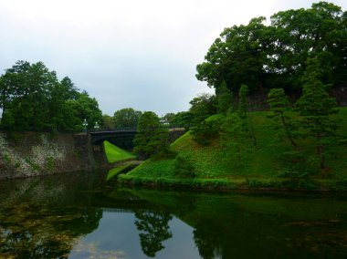 Tokyo / Japonya. Nijubashi (çift katmanlı köprü) İmparatorluk Sarayı 'nın ana girişinin yanında.