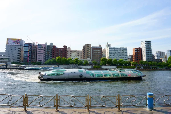 Tokyo Giappone Maggio 2019 Paesaggio Del Fiume Sumida Con Barca — Foto Stock