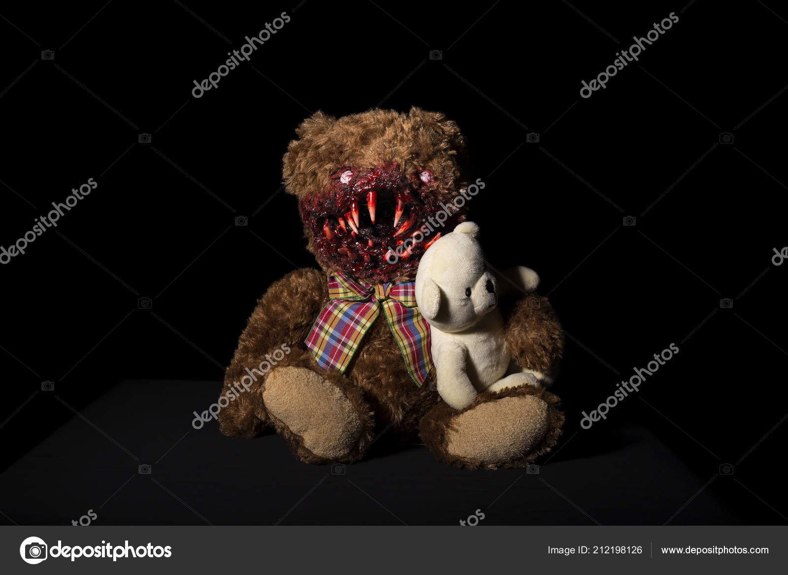 Terrible Bear Huge Fangs Blood Black Background Pretty Bear His