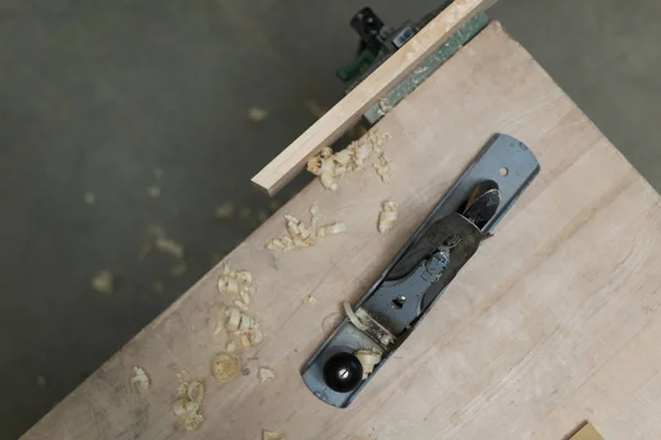 Jack Plane Piece Wood Table Workshop — Stock Photo, Image