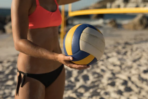 Jugadora Voleibol Femenina Jugando Fútbol Playa —  Fotos de Stock