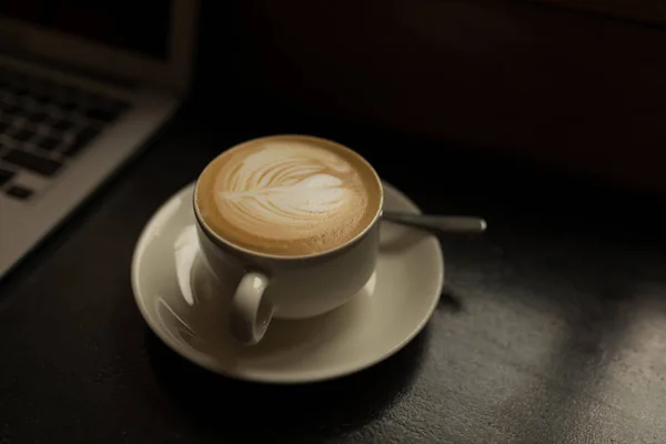 Cup Cappuccino Table Cafe — Stock Photo, Image