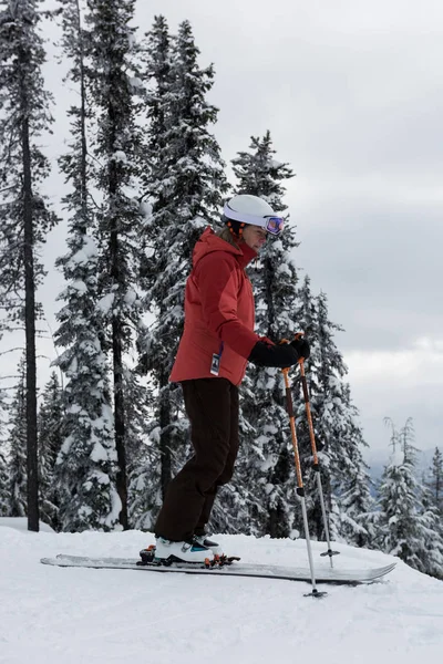 Skiër Skiën Besneeuwde Landschap Winter — Stockfoto