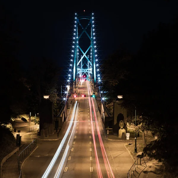 Modern Suspension Bridge Light Trail — Stock Photo, Image